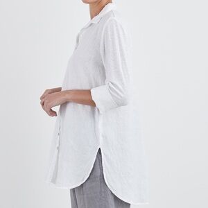 Cut Loose White Linen Cotton Easy Shirt Button Down Tunic Size Small S